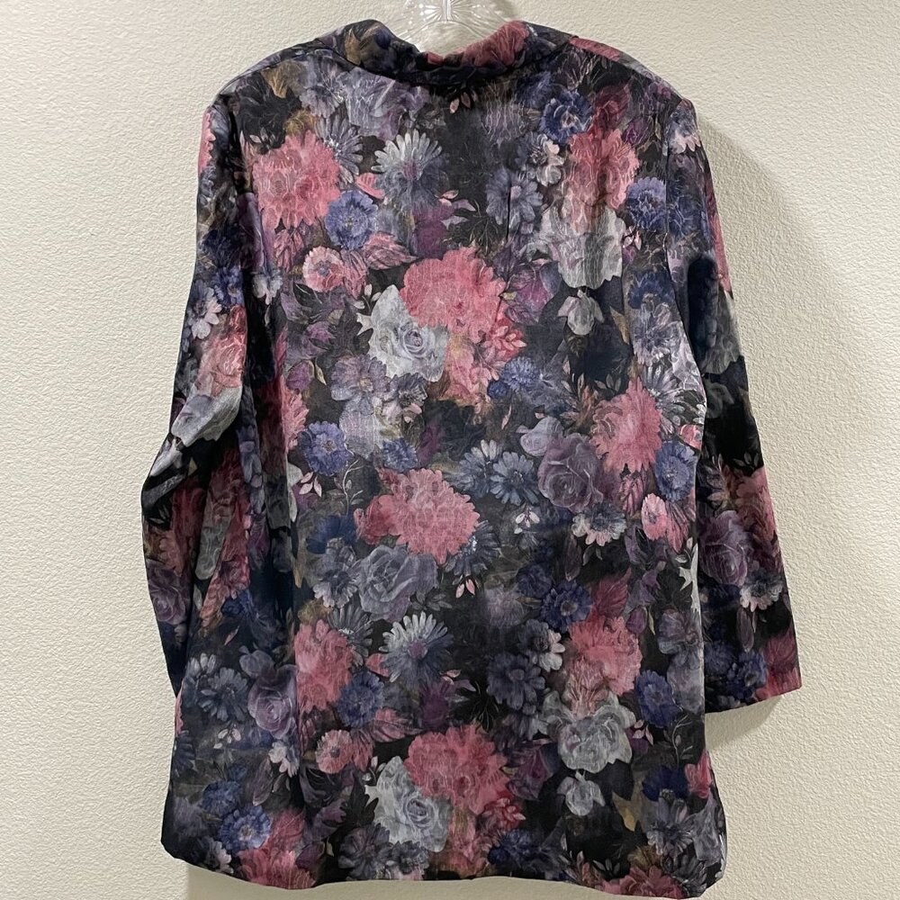 FITTING IMAGE Vintage Floral Blazer Style #28818W, Burgundy/Black Multi - 18W - Picture 6 of 7